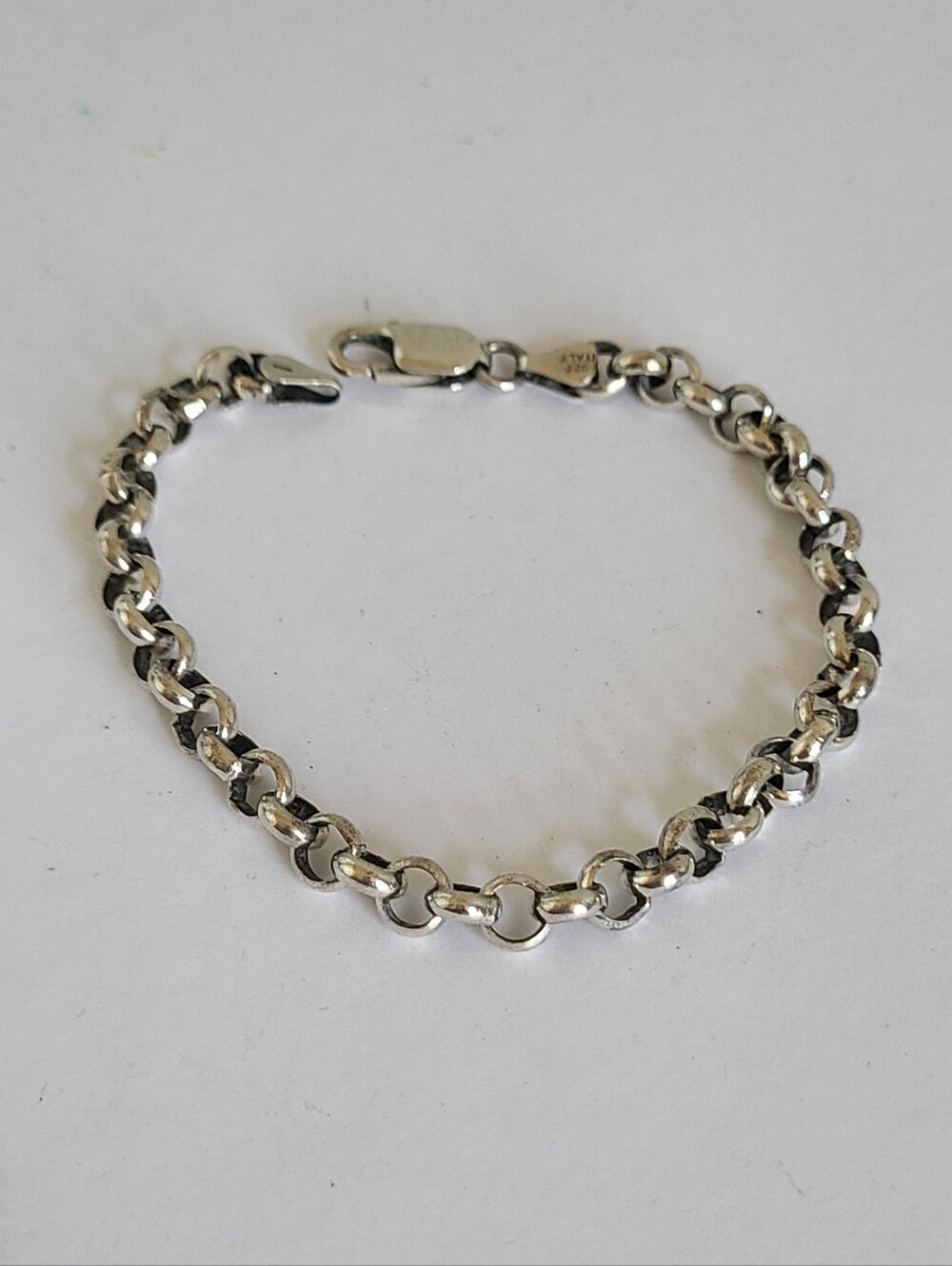 Vintage Sterling Silver Italy Rolo Chain Bracelet
